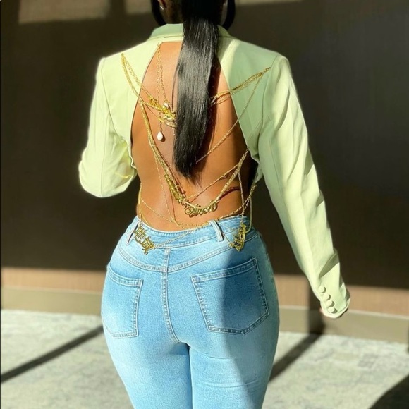 Olive Back Chained Blazer - Picture 1 of 3